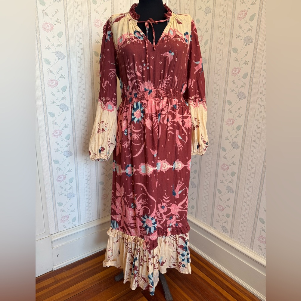 Anthropologie maxi dress with butterfly pattern